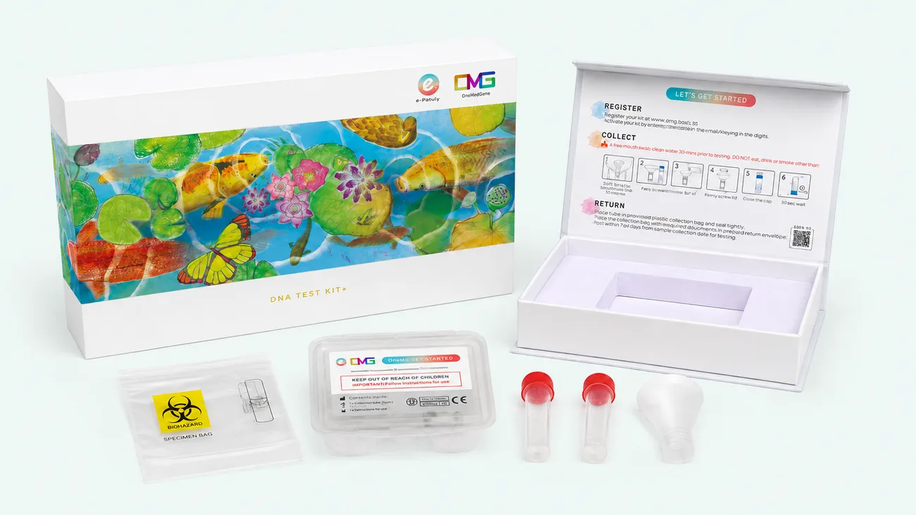 IDENTIFY ME DNA Test Kit by Oh My Gene (eBeauty) — box, instructions and saliva collection tubes